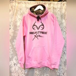 RealTree Size M Baby Pink Hoodie w/Camo inside Hood NWOT